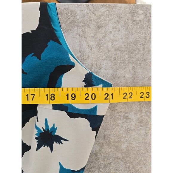 Oscar De La Renta Dress Size 16 Floral Blue Sleeveless Vintage Hawaiian MuMu - Picture 16 of 16